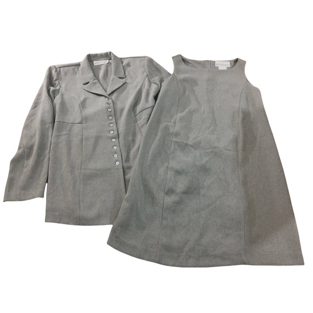 2/$30 Motherhood Maternity 2-pc Gray Sheath Dress & Coat Jacket SZ M